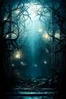 Entrance to mysterious forest. AI Generated. Art Print